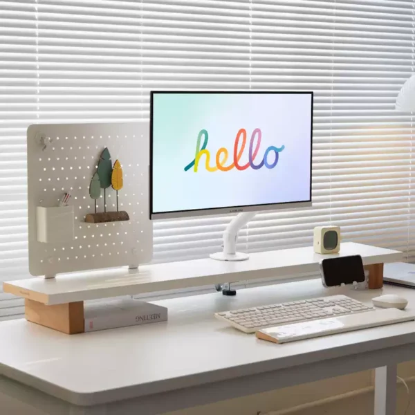 Modular Carbon Steel & Wood Monitor Stand with Arm Clamp